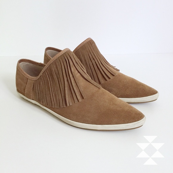 Sanuk Shoes - Boho Sanuk Leather Moccasins Flats with Fringe 10